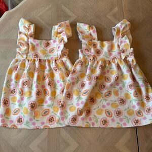 Zara Twin Sundresses Tropical Fruit Sz 2